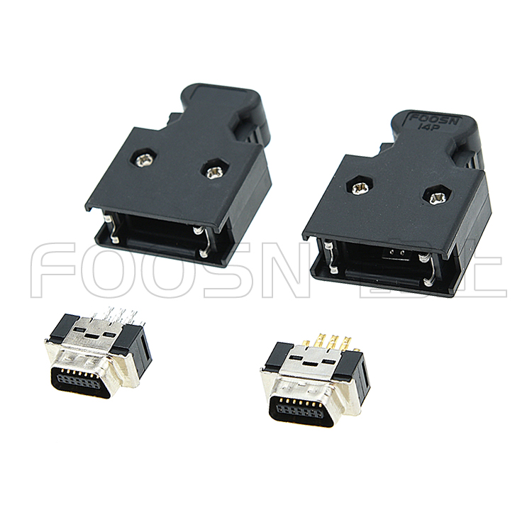 SCSI CN-14P 按键式焊线公头 MDR-14P伺服插&nbsp;&nbsp;卡钩按键式