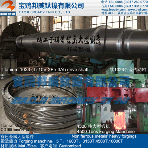 有色金属大型锻件，钛合金TC4锻制大型齿轮  钛1023传动轴  TC4大型齿轮