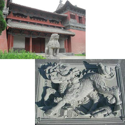 供甘肃敦煌石狮子和兰州石雕壁画  兰州石狮子