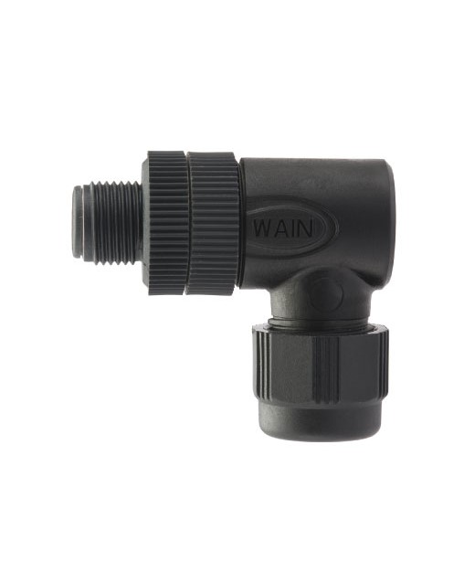 唯恩弯角屏蔽电缆连接器M12-M03A-S-D6-SH  唯恩连接器  WAIN连接器  唯恩电缆连接器