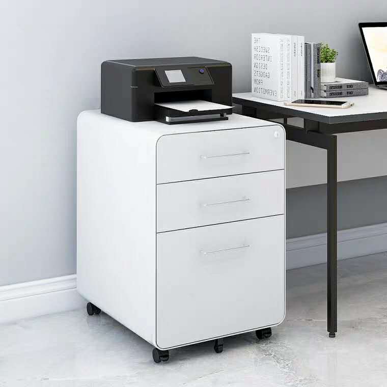 钢制活动柜三抽柜移动a4资料柜桌下办公储物柜密码柜 三抽移动铁皮柜
