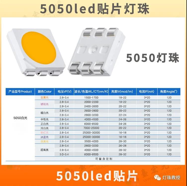 5050led贴片灯珠参数  5050双色  5050三色  幻彩灯珠
