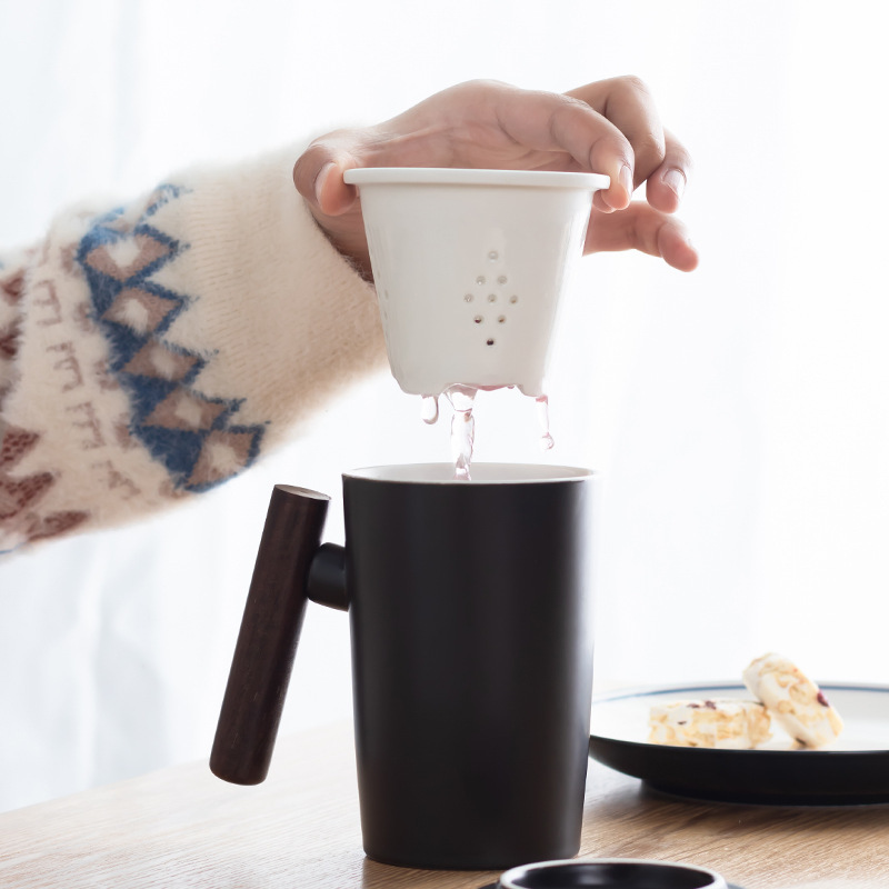 北欧风家用办公带过滤茶水分离陶瓷杯 马克杯礼品杯定制&nbsp;&nbsp;带过滤陶瓷茶杯&nbsp;&nbsp;商务杯定制