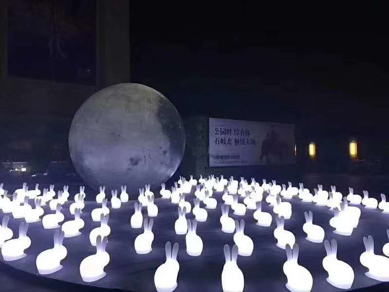发光月亮玉兔月球灯出租出售中秋节月兔灯光出售公司  发光月亮玉兔灯出租  发光玉兔厂家定做