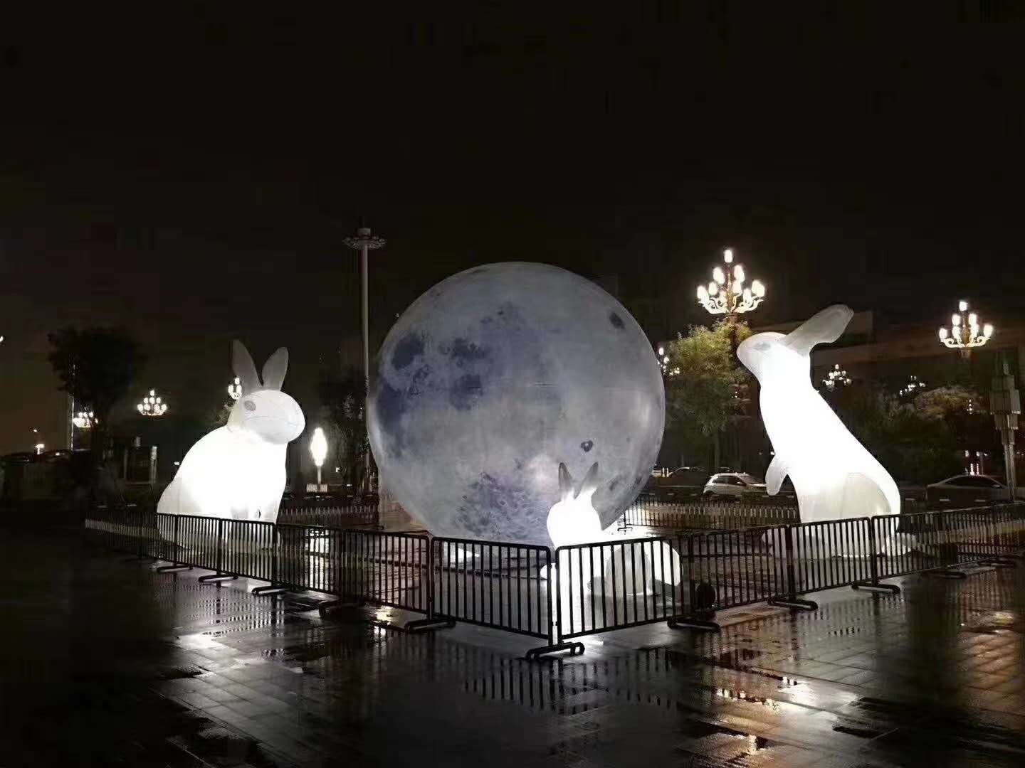 发光月亮玉兔月球灯出租出售中秋节月兔灯光出售公司  发光月亮玉兔灯出租  发光玉兔厂家定做