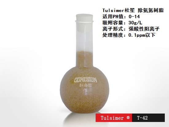 除氨氮用离子交换工艺用杜笙T-42H除氨氮树脂  生活污水除氨氮工艺  养殖废水除氨氮树脂  化工废水除氨氮树脂