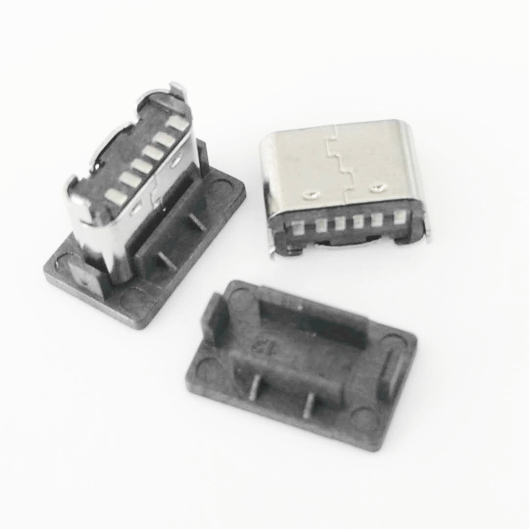 立贴式TYPE-C 6P母座 180度立式贴片SMT  TYPE-C 6P立贴母座  高6.8