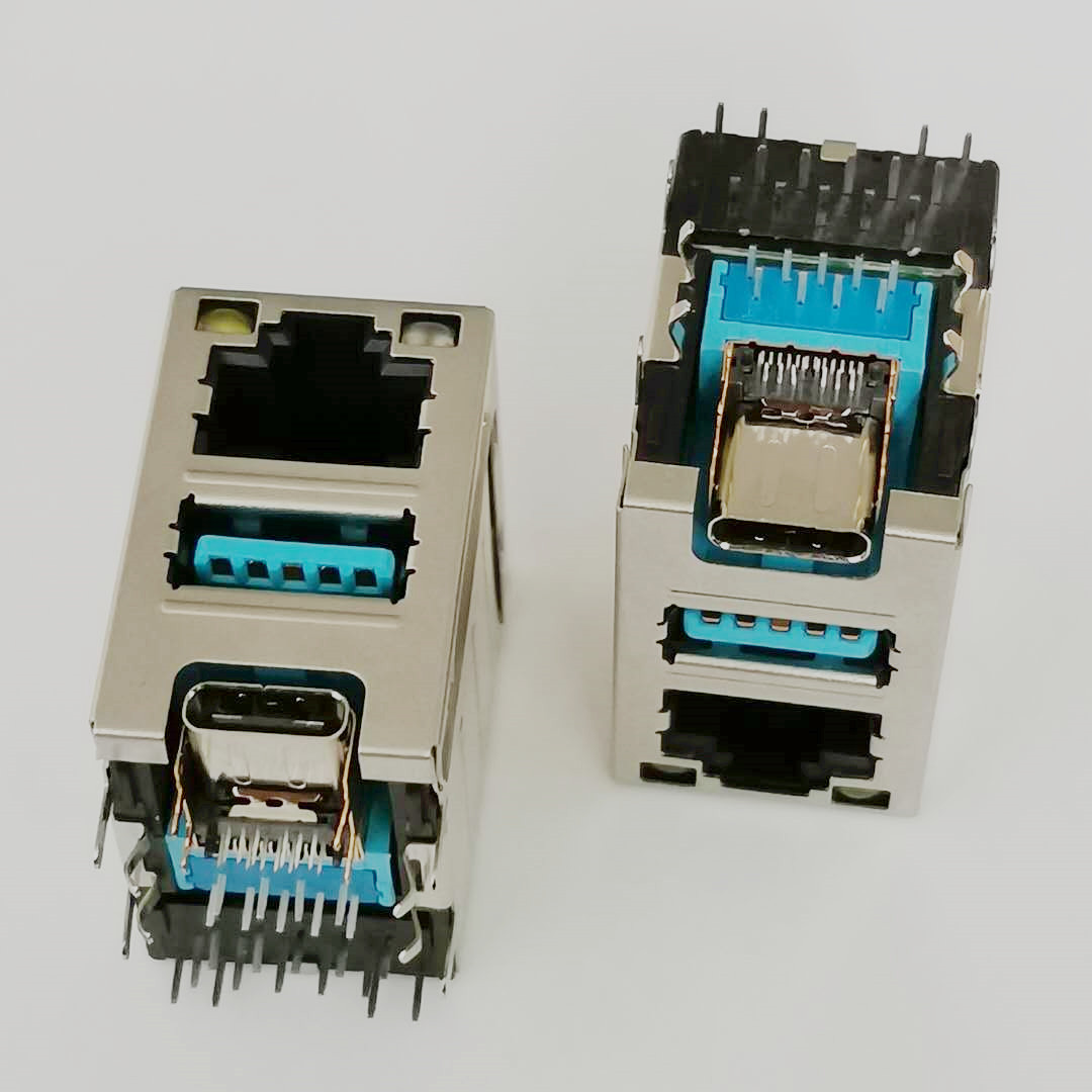RJ45+USB 3.0+TYPE-C 三合一插座 无滤波  RJ45+USB二合一插座  带LED灯