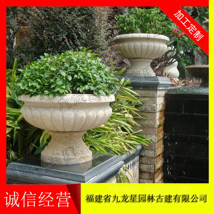 石雕花钵加工 欧式石雕花钵 价格实惠  花岗岩花钵  石雕花钵厂家