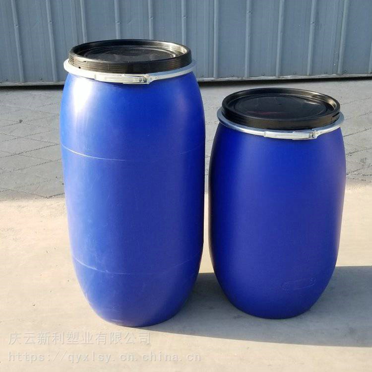 120升塑料桶蓝色开口桶120L塑料桶铁箍桶现货  120升开口桶
