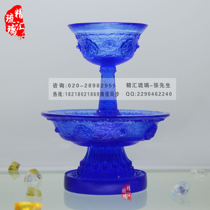 八吉祥琉璃护法杯 佛前供奉佛具 广州琉璃厂家 佛前琉璃供奉佛具 广州琉璃生产厂家