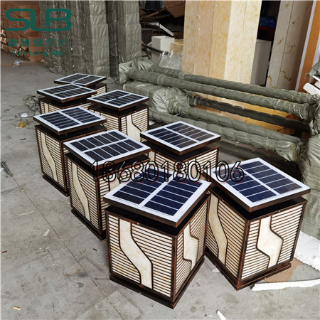 太阳能墙头灯庭院中式灯箱仿云石灯罩草坪灯