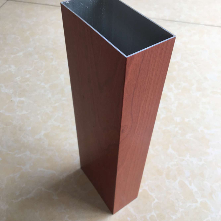 6063大口径厚壁铝方管 木纹喷涂铝方管扁管  6063喷涂铝方管扁管