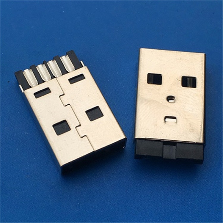 ?USB 2.0焊线公头 双面插 单面焊线 四焊盘 黑胶  USB 焊线公头  单面焊线公头