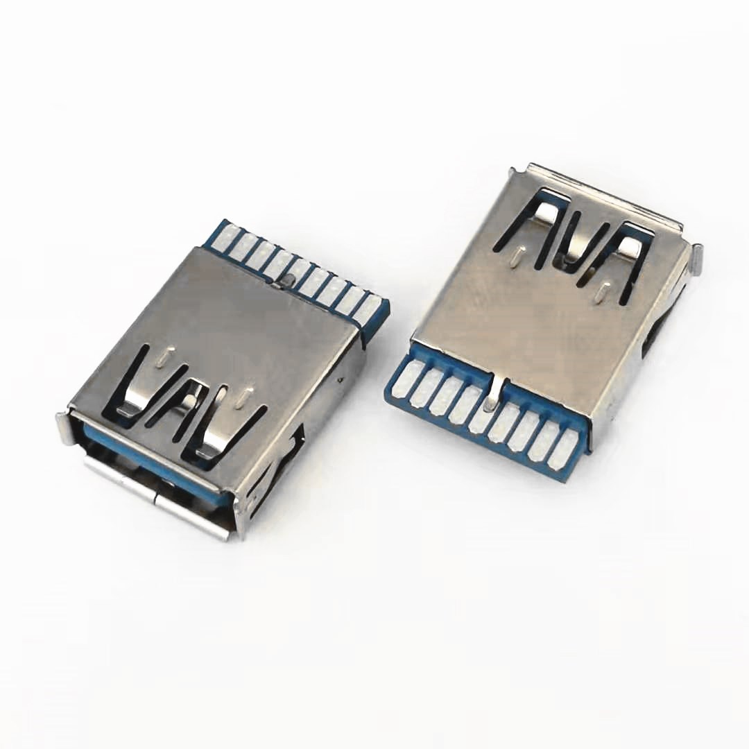 USB 3.0焊线公头 9PIN 单面焊线 卷边 带弹片  单面焊线公头