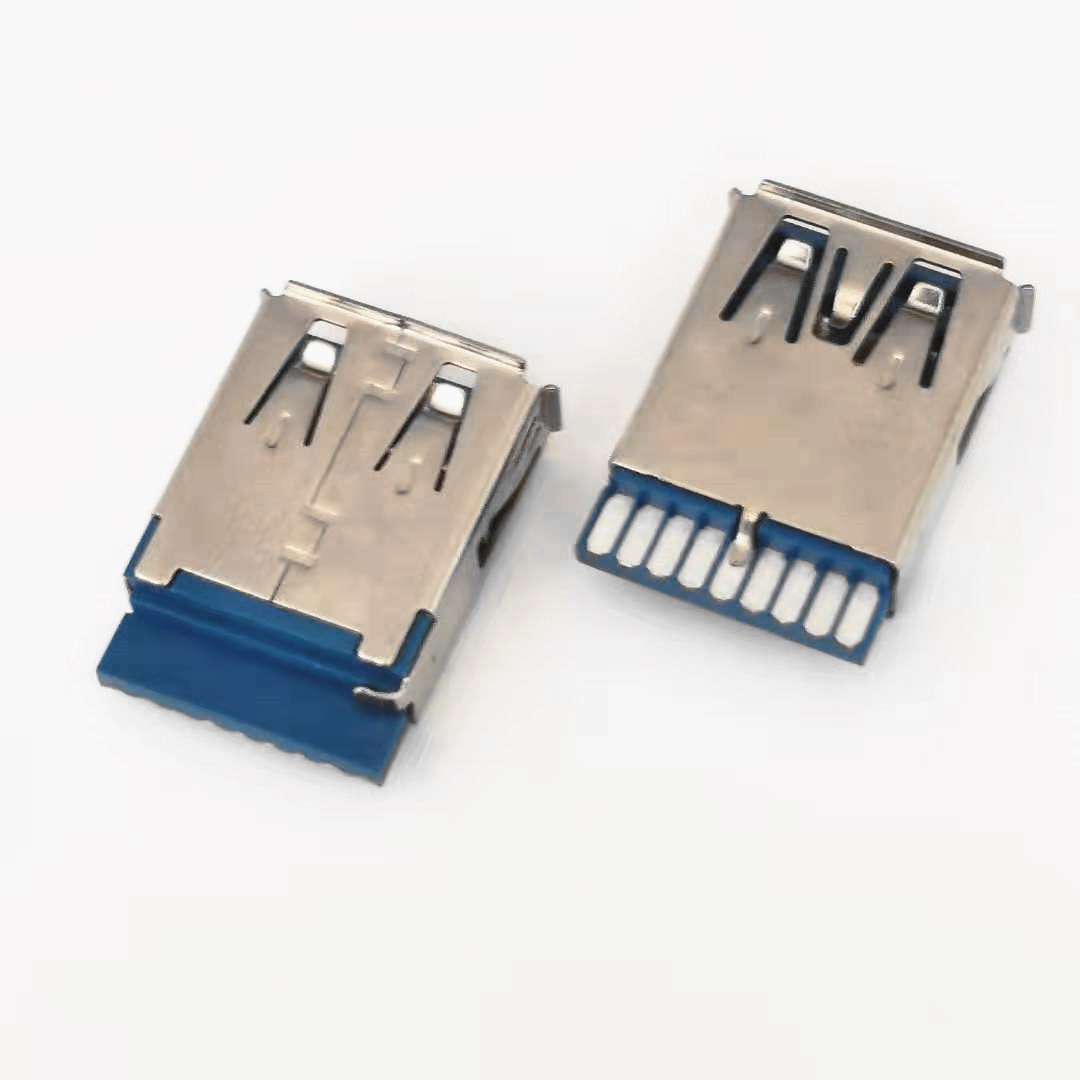USB 3.0焊线公头 9PIN 单面焊线 卷边 带弹片  单面焊线公头