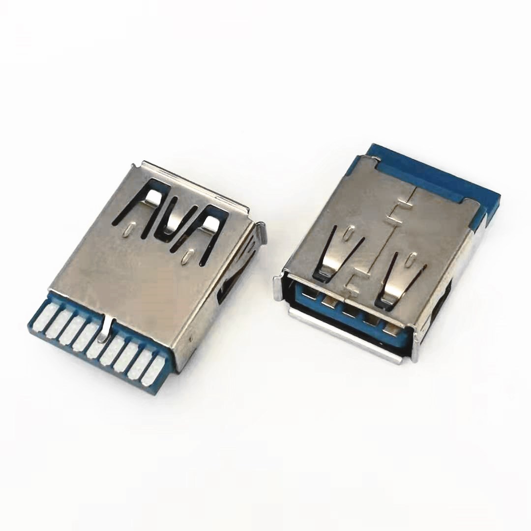 USB 3.0焊线公头 9PIN 单面焊线 卷边 带弹片  单面焊线公头