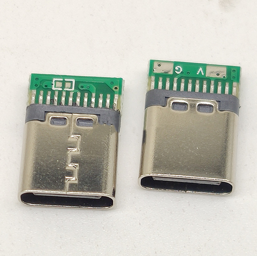 Type-c 带板母座 两芯四芯焊线式 可不带PCB夹板接口  Type-c带板焊线式母座  type-c四芯焊线式母座