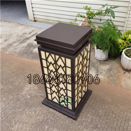 不锈钢柱头灯深褐色景观庭院灯人造云石透光立柱灯  深褐色庭院灯