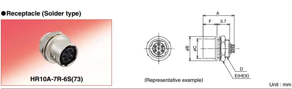 广濑4孔圆形连接器现货供应HR10A-7R-4S(73)  HRS插座  HRS代理