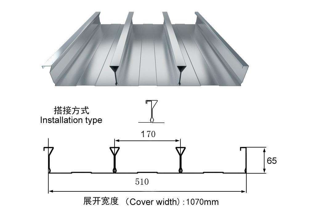 供应江苏YXB65-170-510闭口楼承板用压型钢板