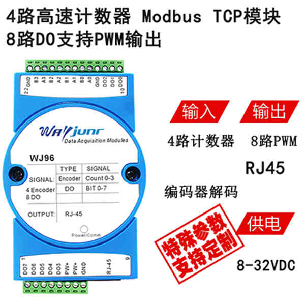 4路高速计数器转RJ45  编码器解码  Modbus TCP模块  信号采集