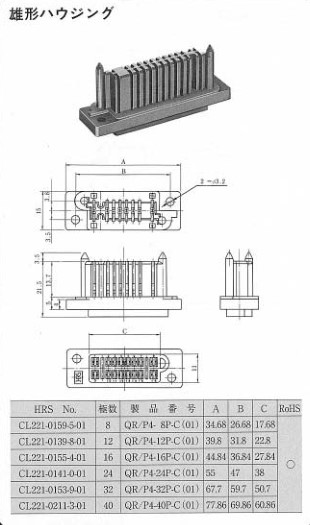 hrs/hirose机架面板连接器QR/P4-40P-C  广濑hrs  hrs代理