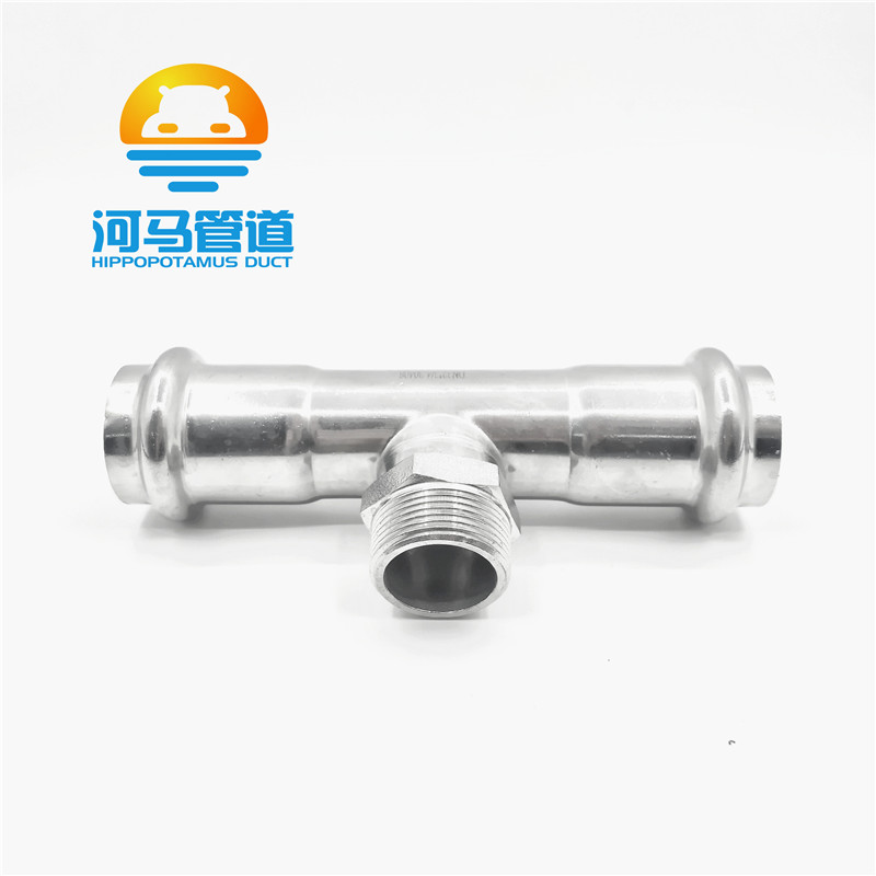 304不锈钢薄壁水管卡压式外丝三通配件三通管件  卡压式管件