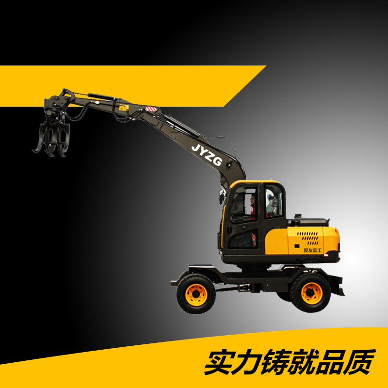 四川轮式挖掘机厂家 供应胶轮轮式抓木机型号  聚友轮挖  农用轮式挖掘机
