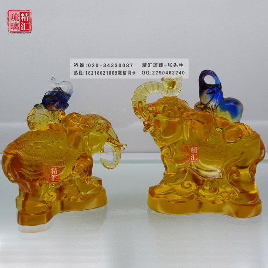 吉祥如意琉璃象 装饰摆件琉璃工艺品 广州琉璃厂家&nbsp;&nbsp;装饰摆件琉璃礼品&nbsp;&nbsp;广州琉璃生产厂家