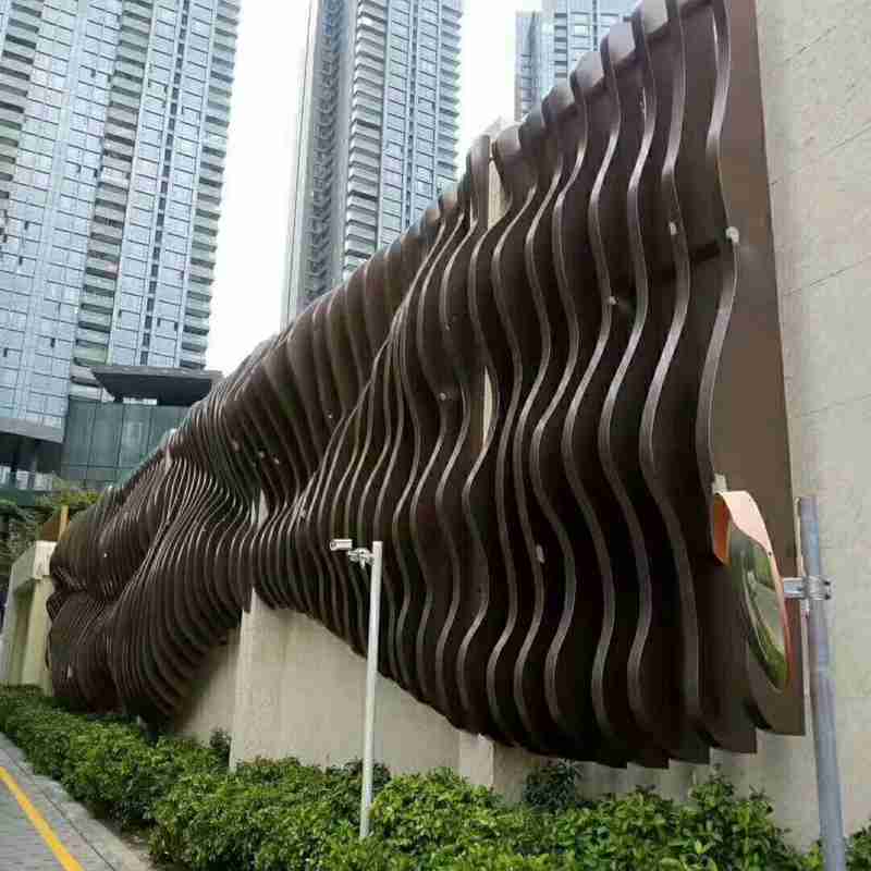 景观凉亭铝单板公园廊架铝板仿木纹转印  景观亭铝板