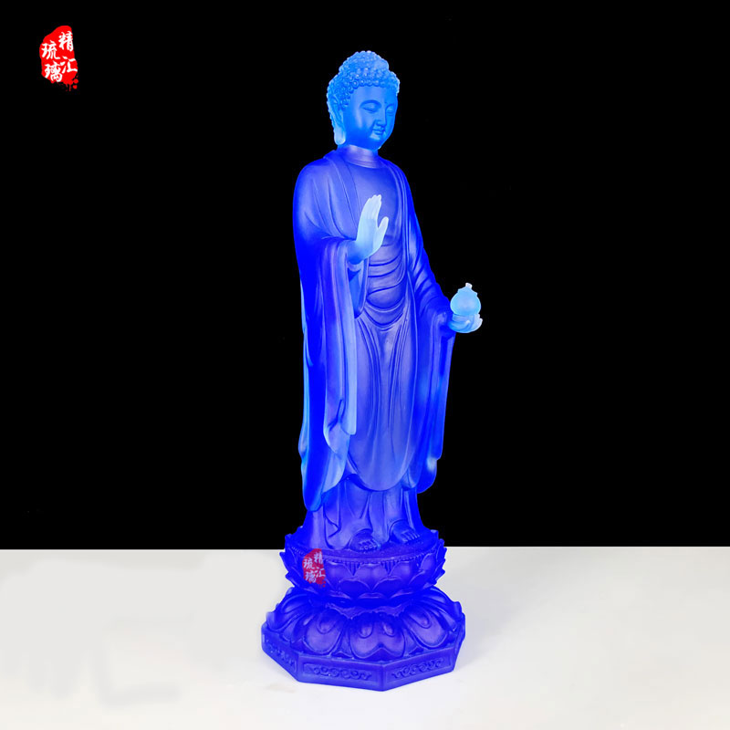 显宗大号站像药师佛 寺院佛堂供奉 广州琉璃工厂  显宗琉璃药师佛  大号琉璃药师佛  寺院佛堂佛像供奉