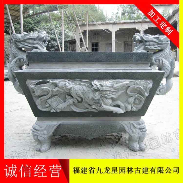 惠安石雕香炉 石材雕刻炉子 寺庙佛像香炉 青石香炉