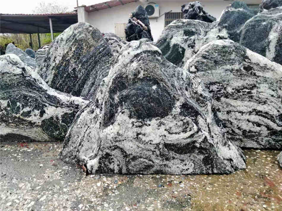广东大型雪浪石定制切片石加工基地雪浪石原产地  切片雪浪石  组合假山、草坪点缀  假山制作庭院装饰