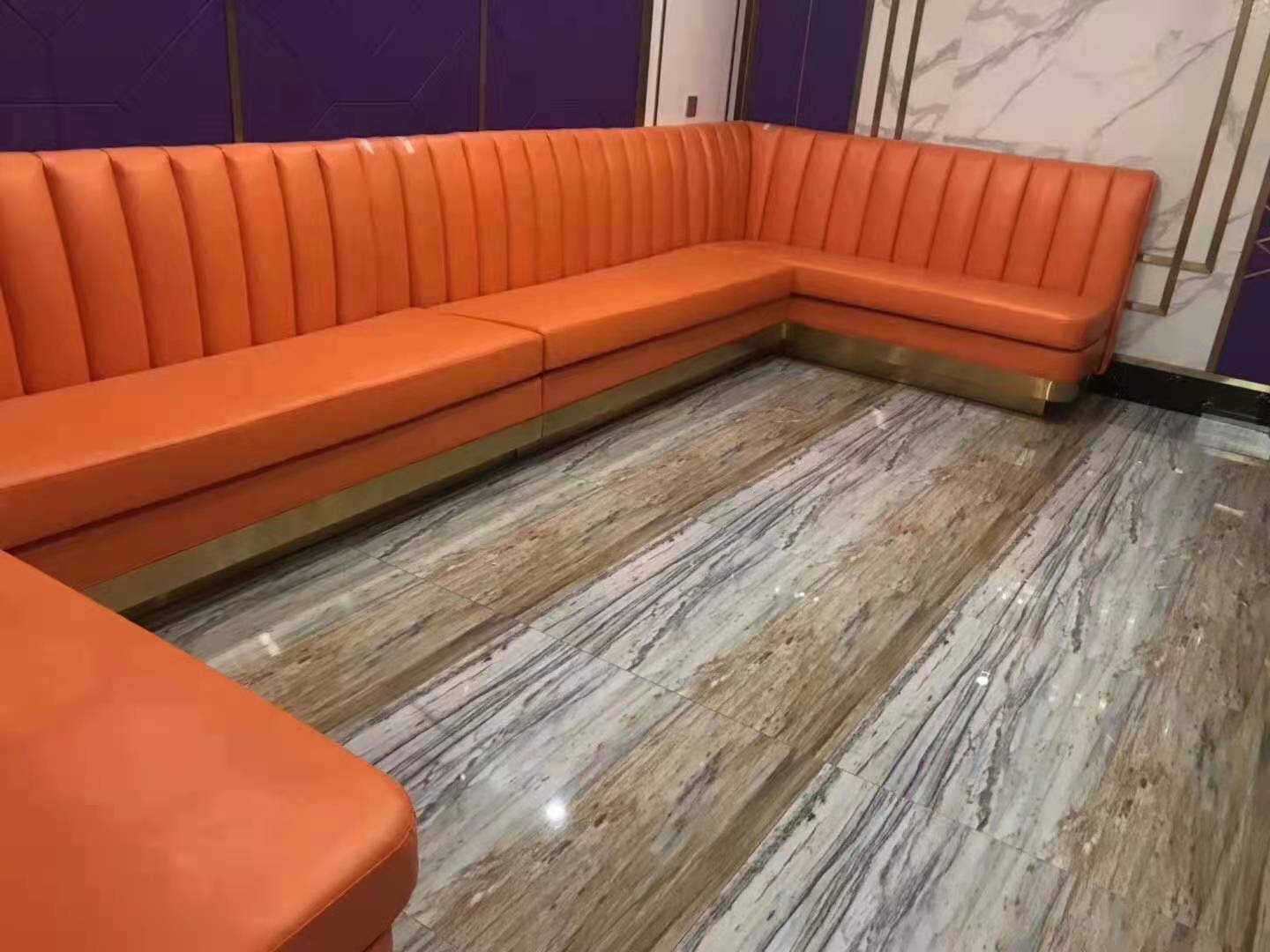 不规则卡座沙发皮制U型沙发餐厅卡座沙发尺寸厂家定做  不规则卡座沙发定制  皮制U型沙发厂家