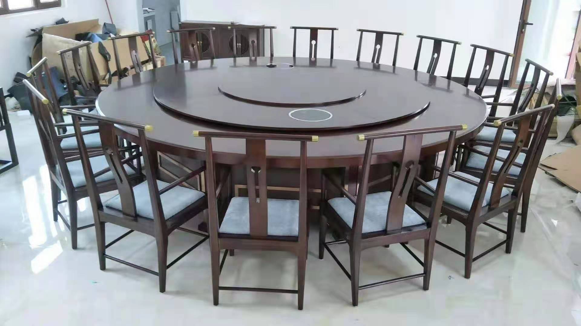 电动圆桌酒店包间圆桌自动旋转餐桌椅厂家定制  电动圆桌定制