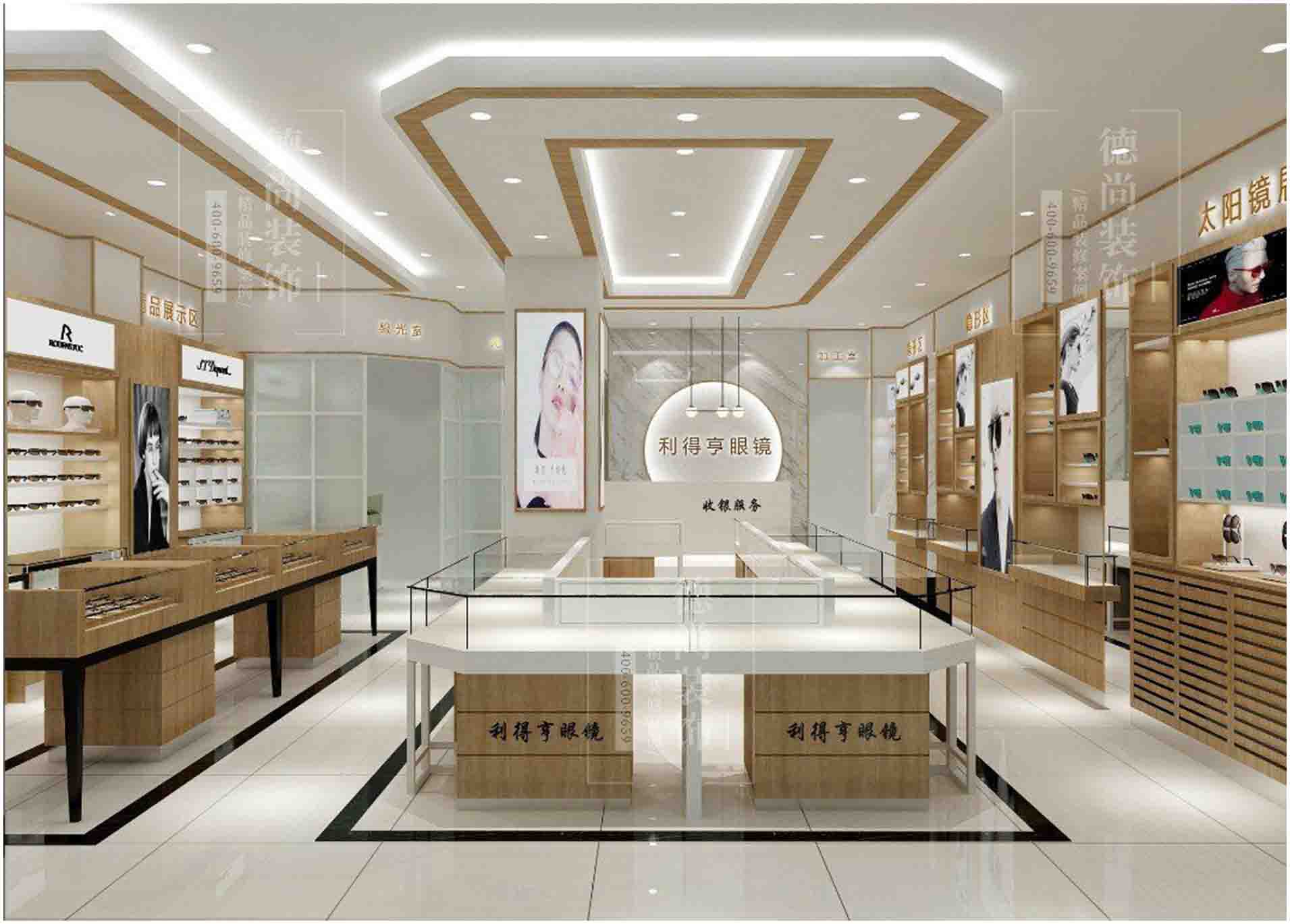 河北衡水专业眼镜店装修吸塑新工艺眼镜展柜定制厂家  眼镜店装修设计