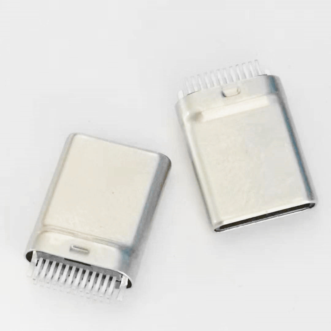 TYPE-C拉伸公头 双排24PIN 夹板0.8mm 带接地