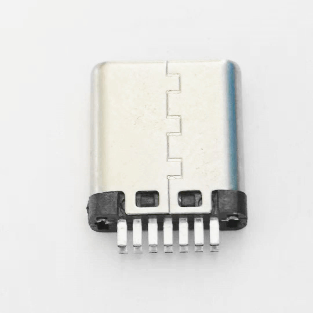 TYPE-C 3.1夹板公头 双排14PIN 夹板0.8mm  铆压 镀镍 黑胶