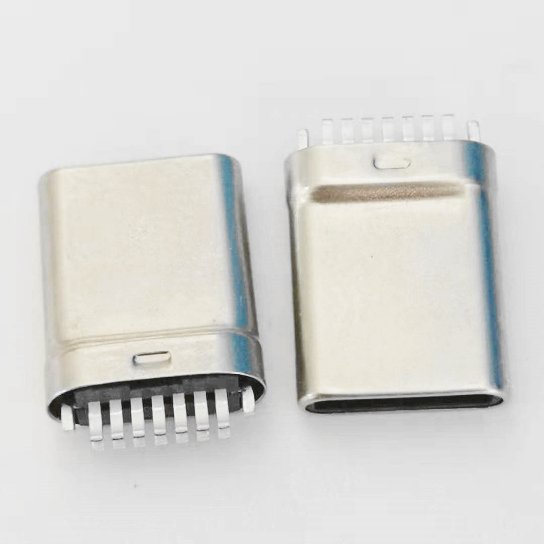 TYPE-C拉伸公头 7P夹板 双排14PIN 夹板0.8