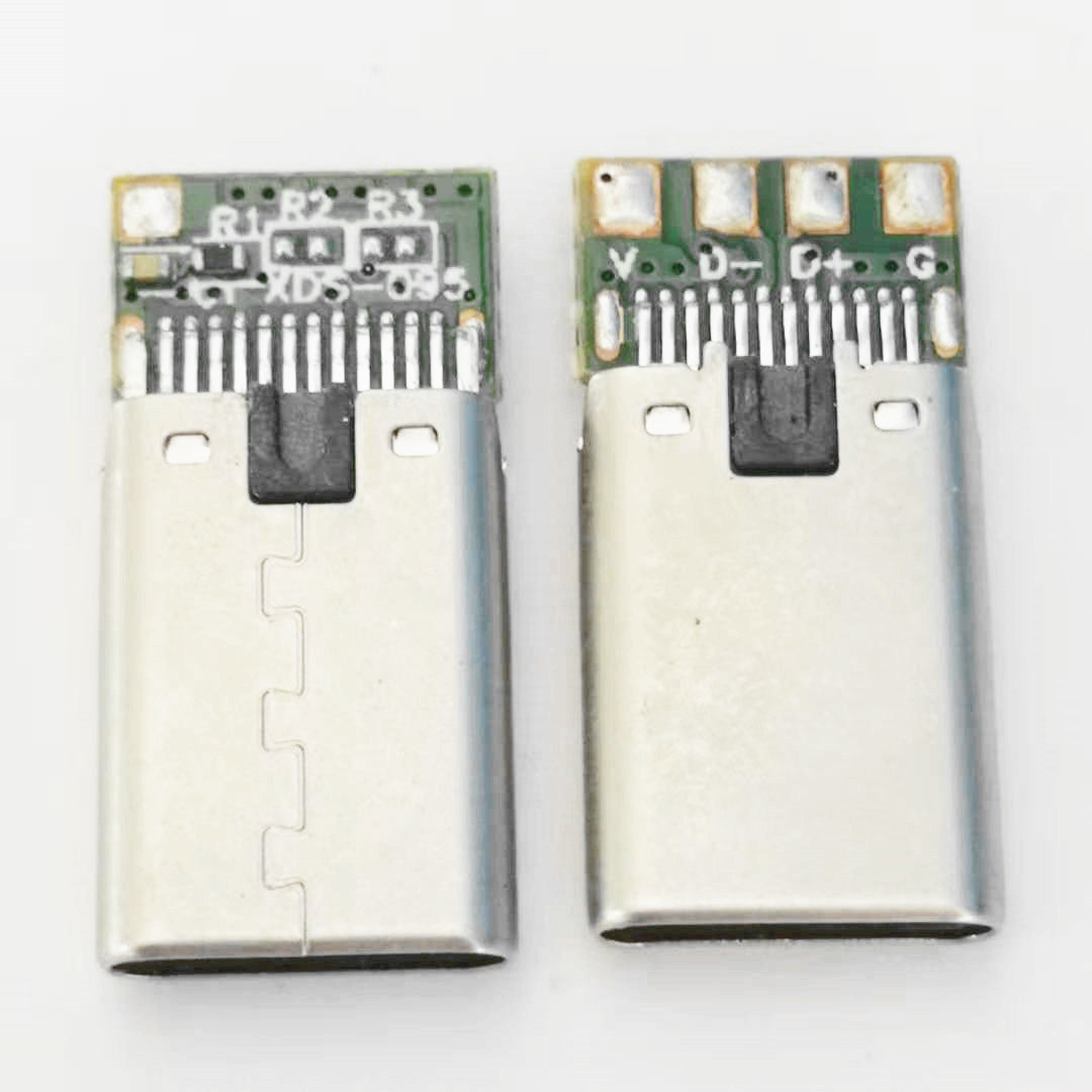 TYPE-C拉伸公头 24PIN 铆压 带板 带接地 带56  带56K电阻+电容