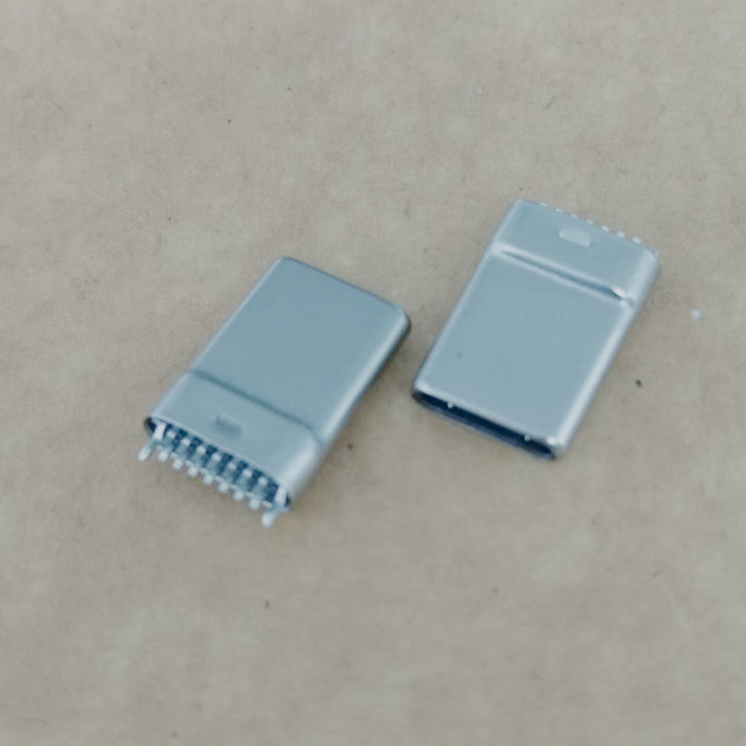 TYPE-C 14P夹板公头 夹板0.8 拉伸款 带接地 L