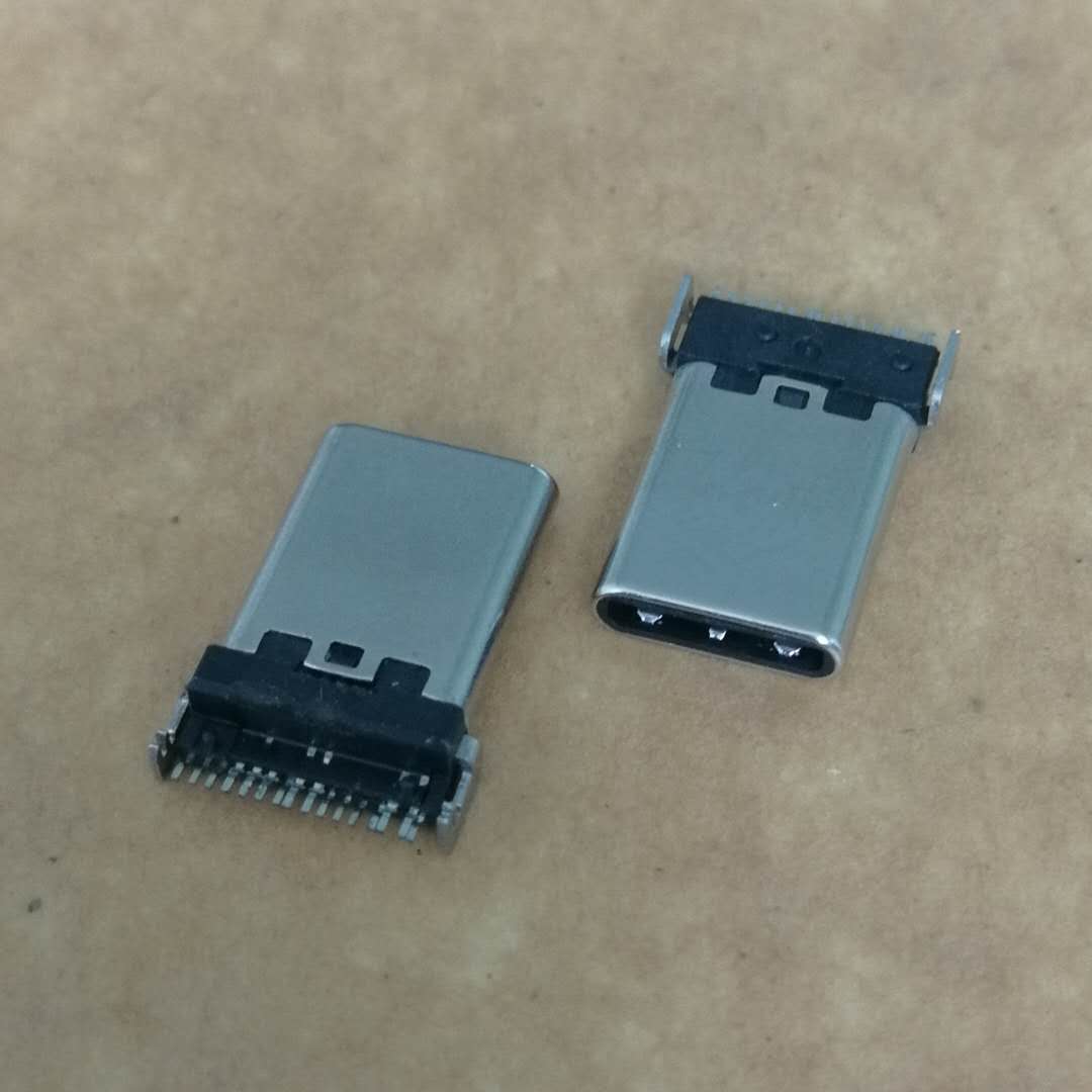 TYPE-C 16P贴片公头 沉板贴片SMT 两脚90度插板