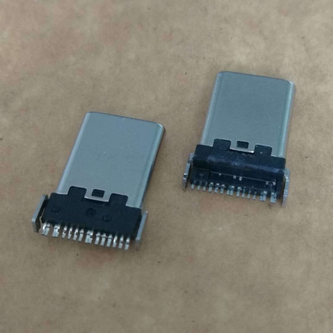 TYPE-C 16P贴片公头 沉板贴片SMT 两脚90度插板