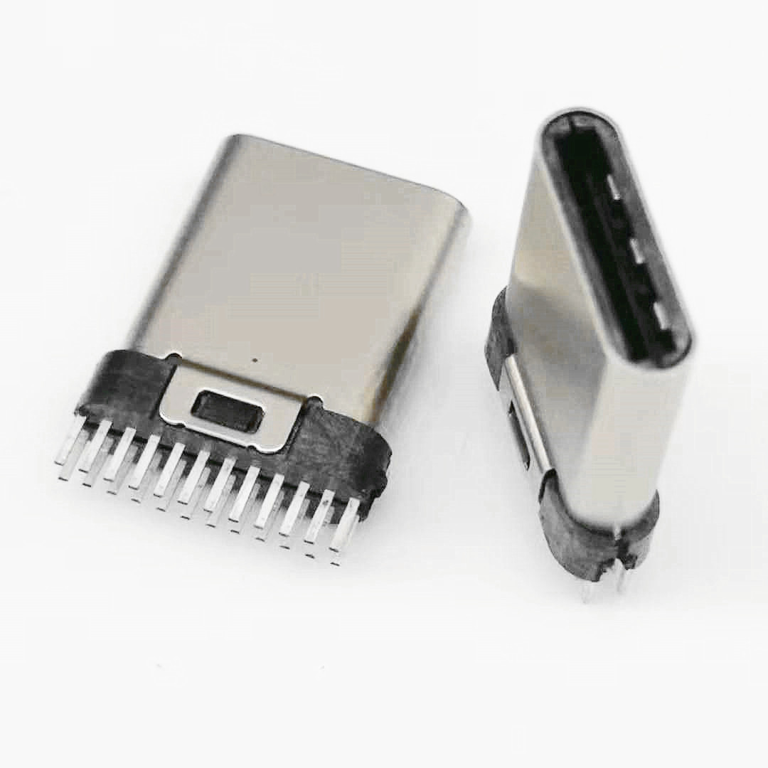 夹板式 Type-C 3.1公头 24P 夹板0.8 加宽P  TYPE-C  夹板公头  燕尾式公头 黑胶