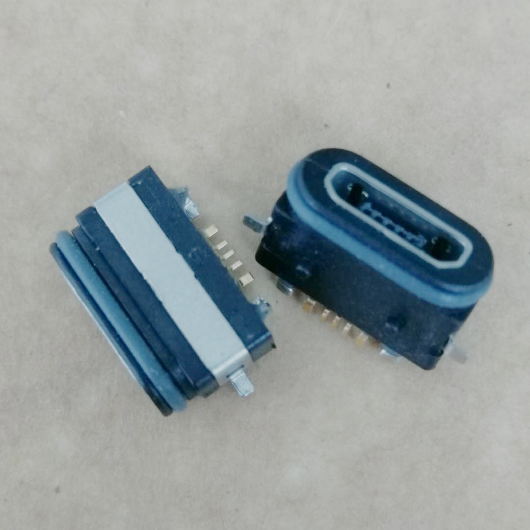 MICRO USB 5P防水母座 全贴式SMT 有柱 带防水