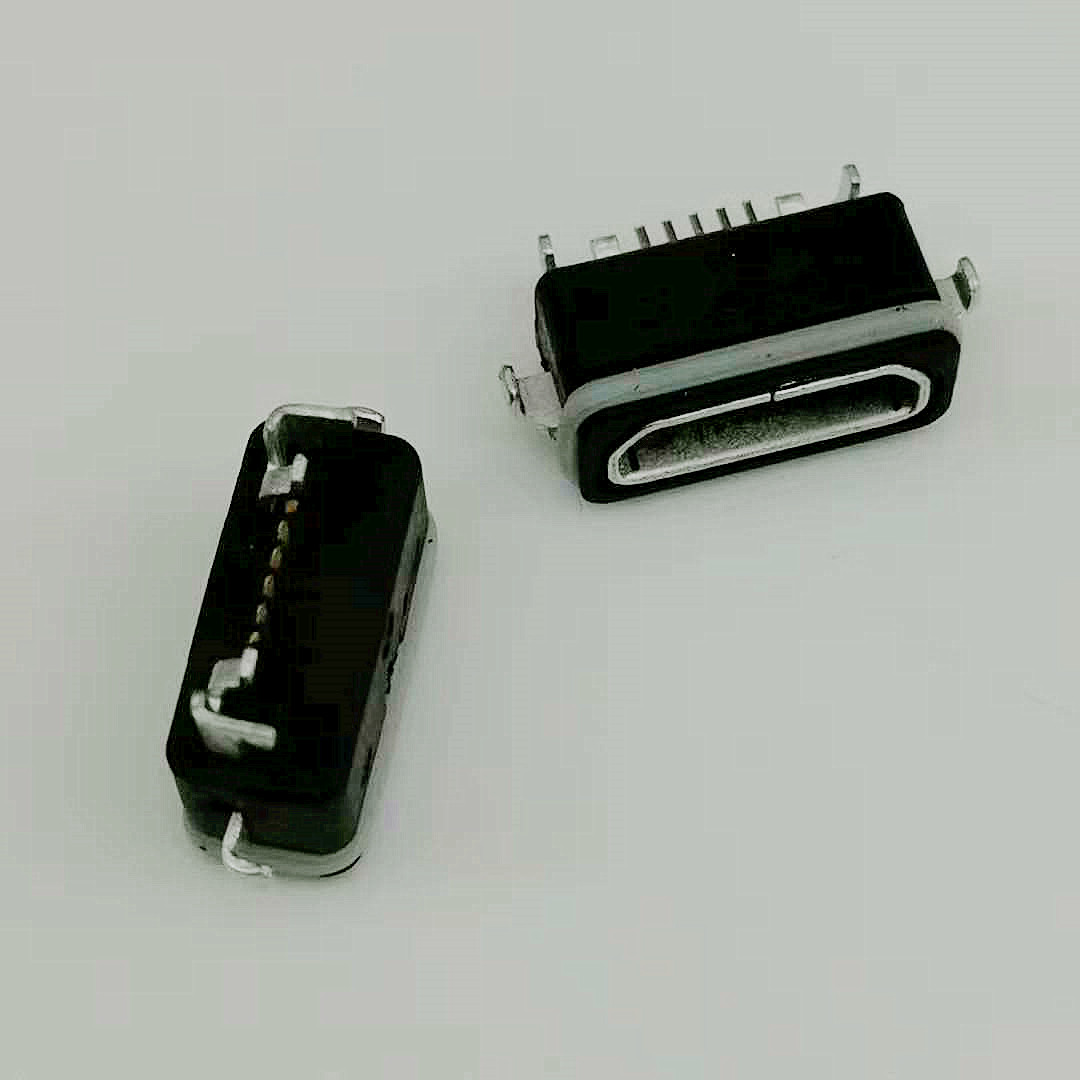 B型 MICRO USB 5PIN沉板防水母座 四脚沉板DI