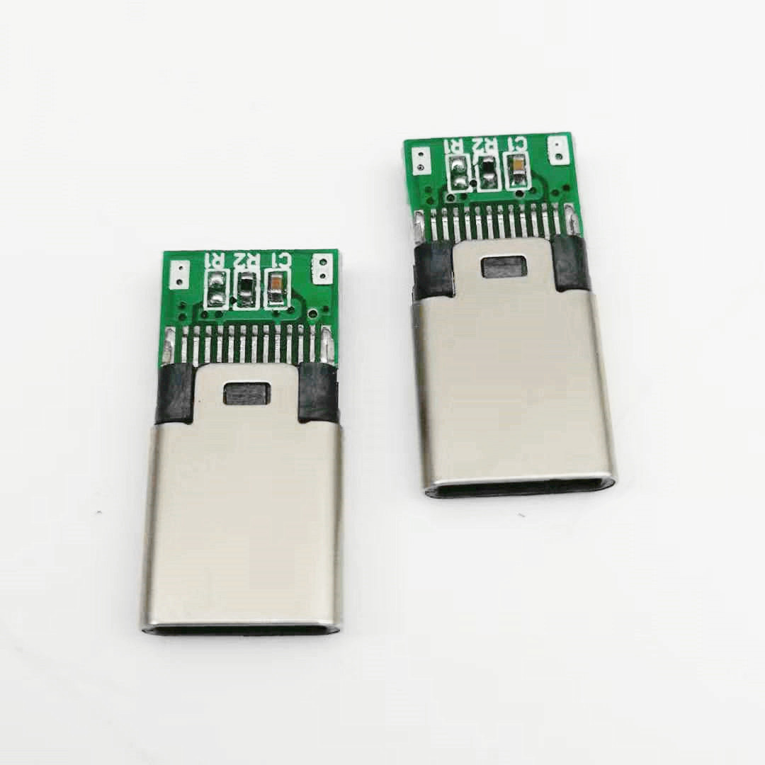 USB 3.1 TYPE-C 24pin夹板公头 夹板0.8  双面插 黑胶