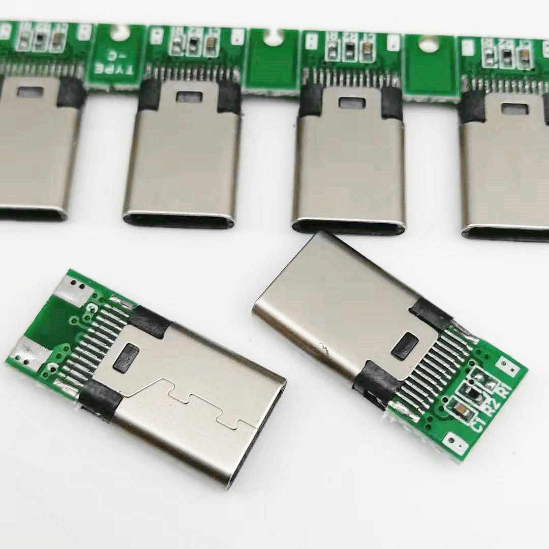 USB 3.1 TYPE-C 24pin夹板公头 夹板0.8  双面插 黑胶