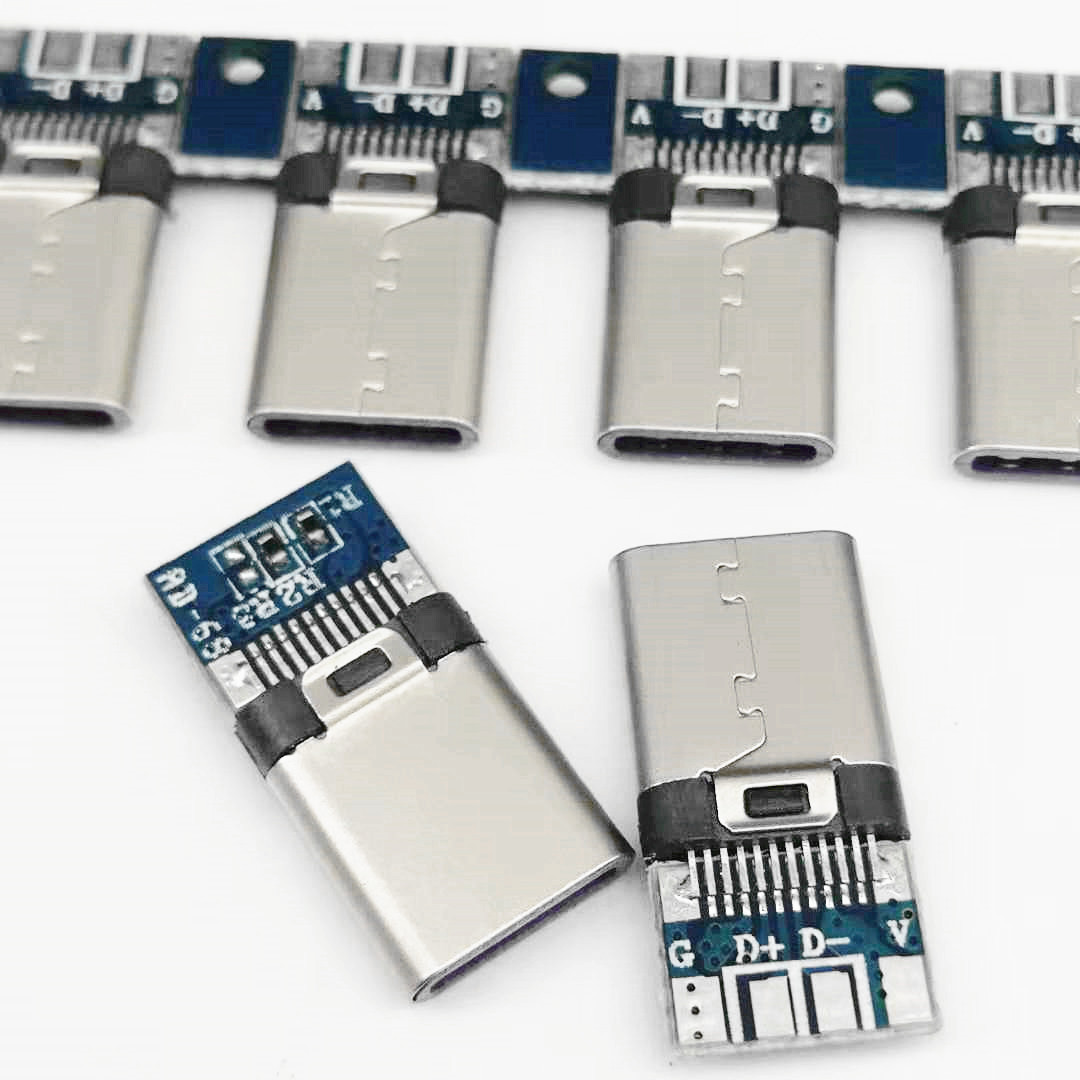USB 3.1 TYPE-C 24pin夹板公头 夹板0.8  双面插 紫胶